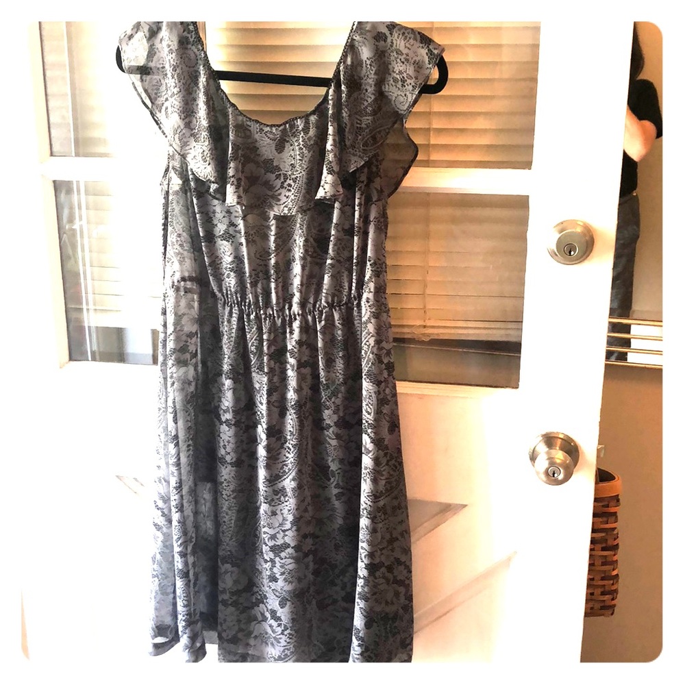 Grey/black low back ruffle dress